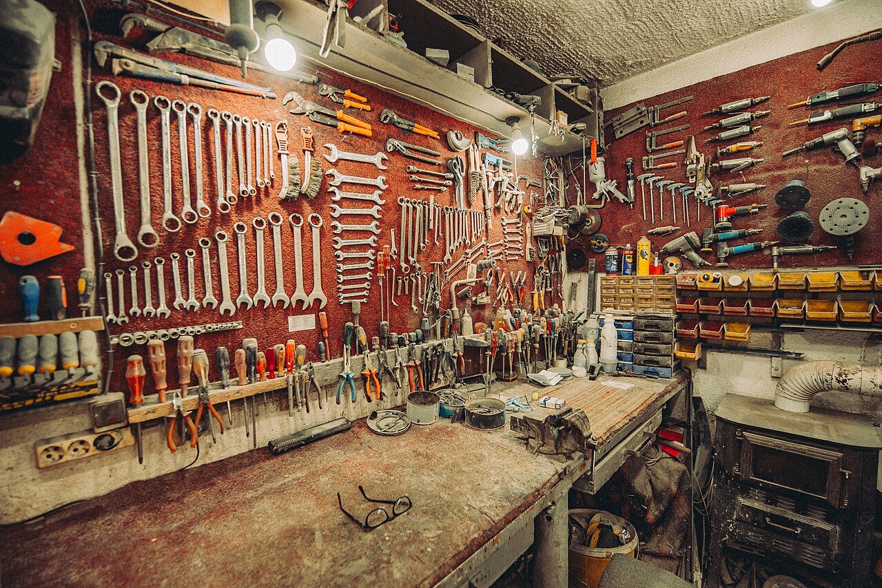 Tools in a well organised old workshop.jpg