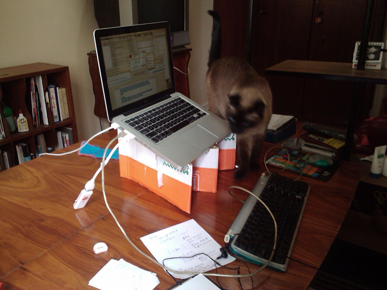 Home office - suporte de laptop feito com caixa de papelão (4875987444